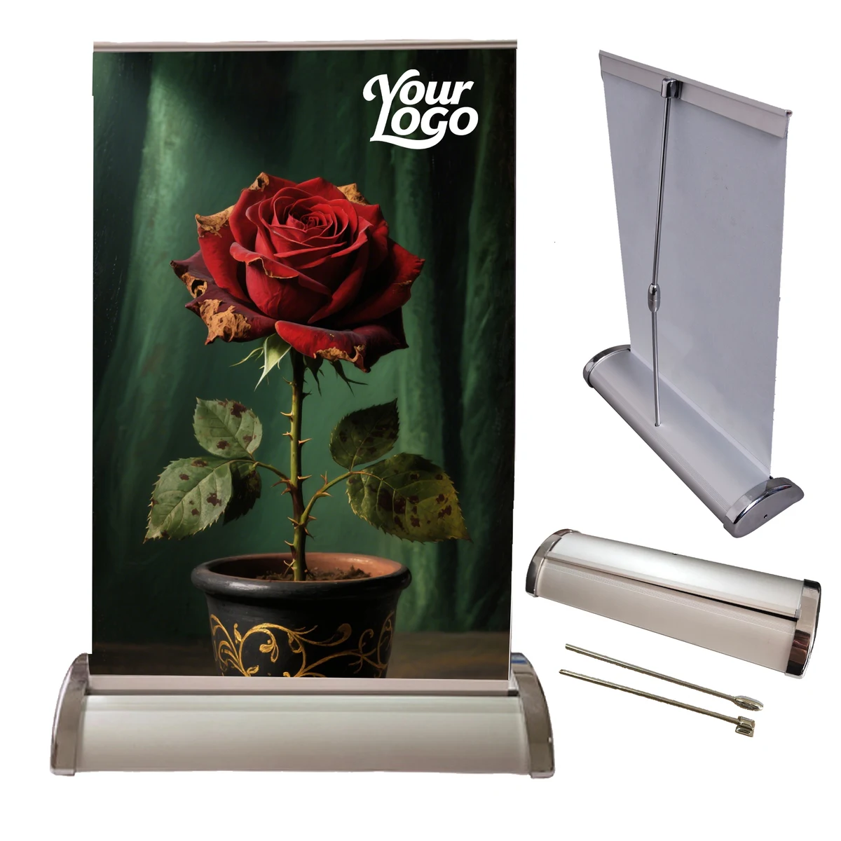 Mini Silver Retractable Banner Stand 1