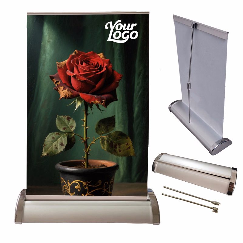 Mini Silver Retractable Banner Stand