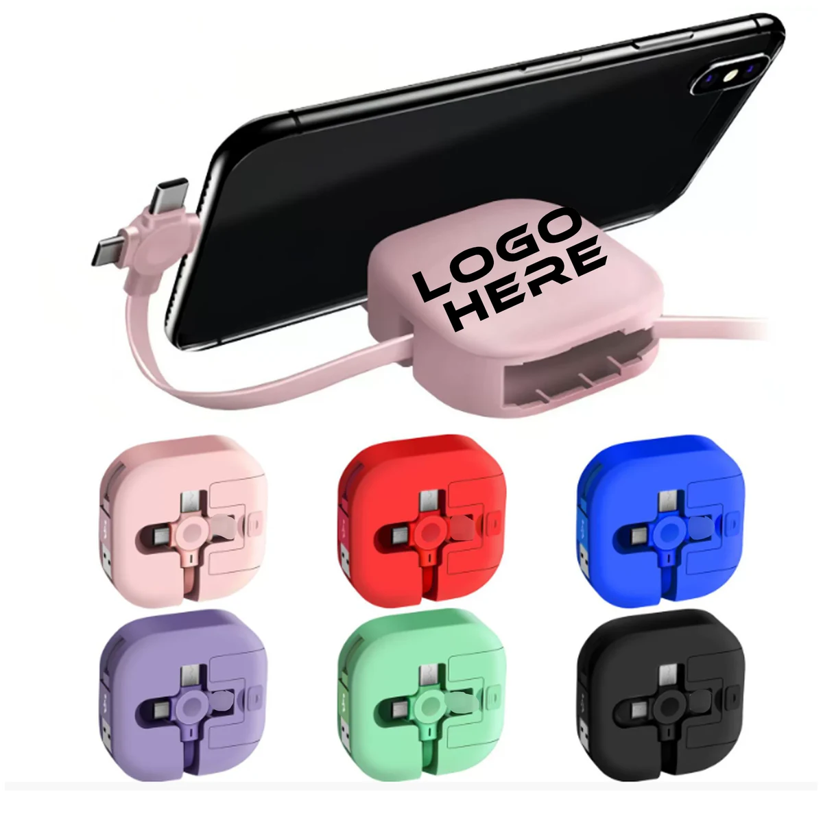 Custom Logo 3 in 1 Retractable USB Charging Cable 1