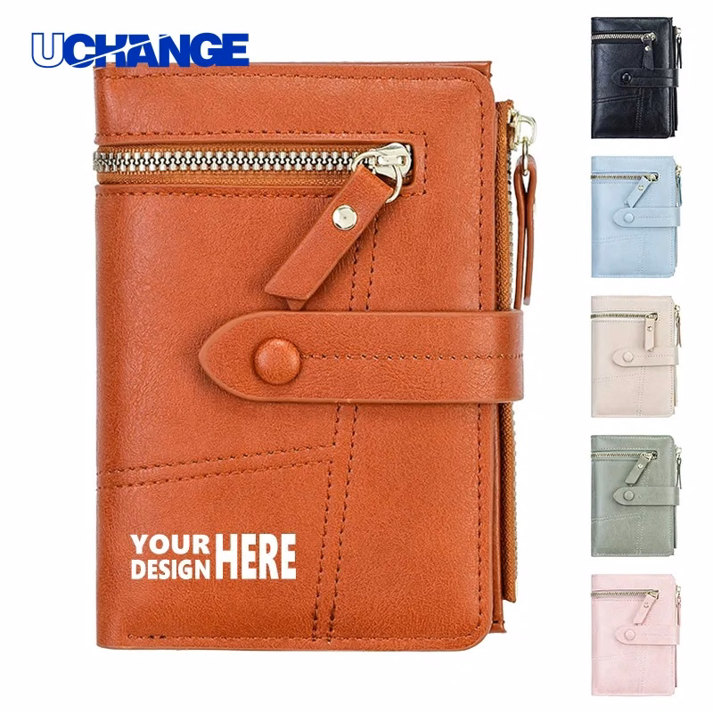 Leather Short Zipper Purse for Cash