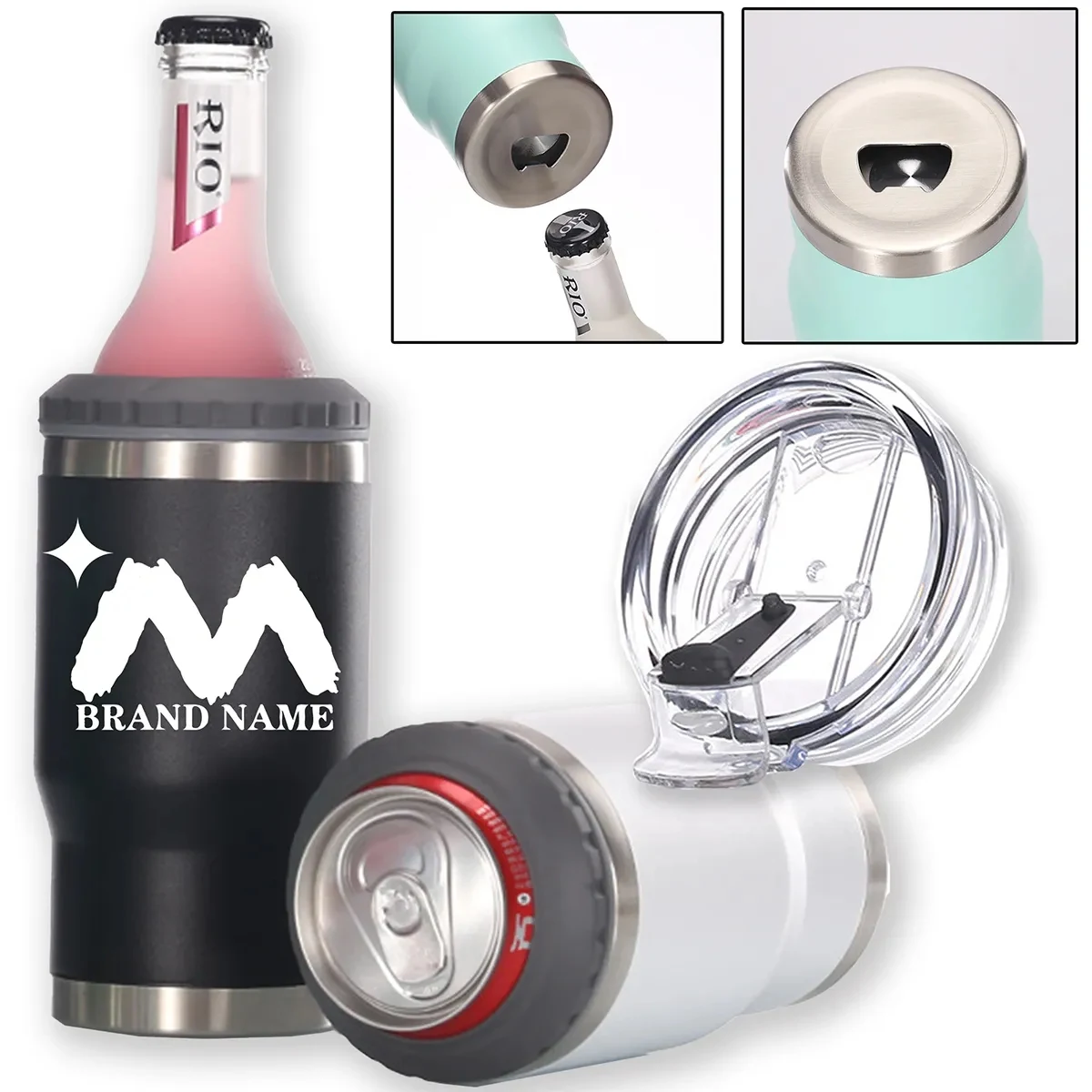 5 In 1 Slim Insulated Cooler For Skinny Can Beer Bottle, custom koozie with logo imprint 1