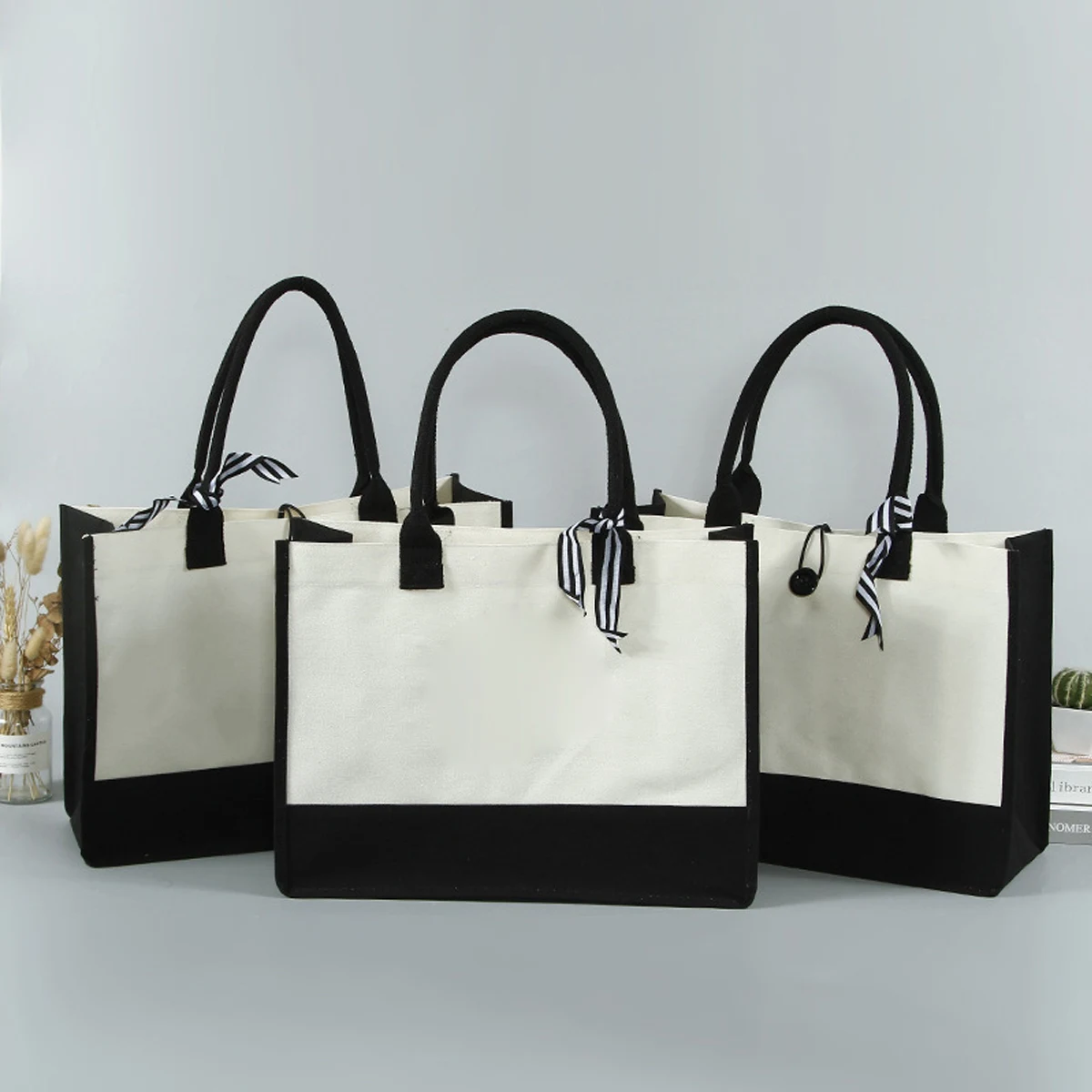 Shopping Initial Canvas Tote Bags 1