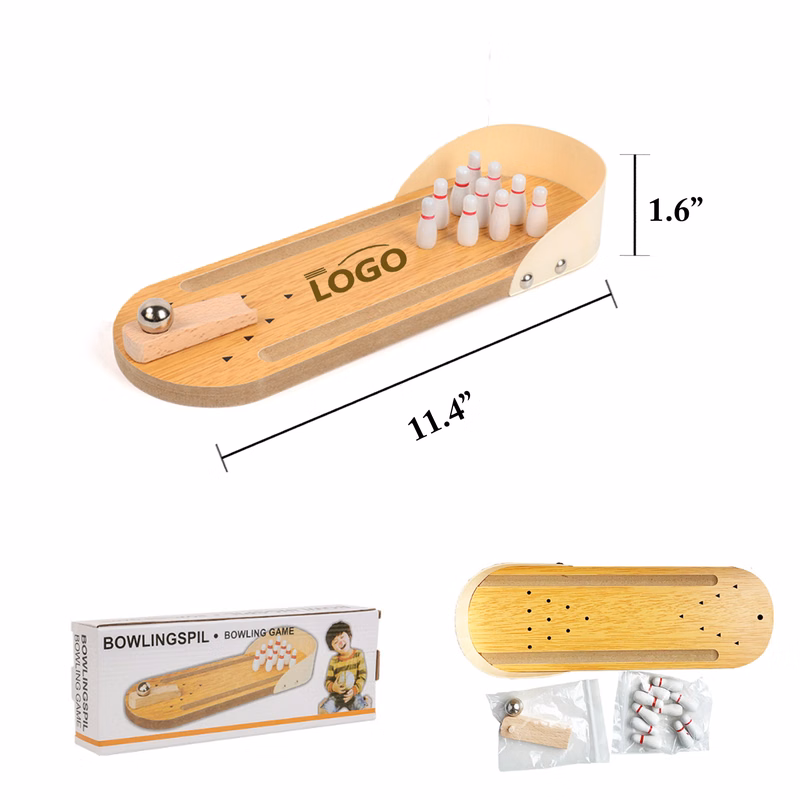 Wooden Mini Bowling Set Interactive Kids Toy