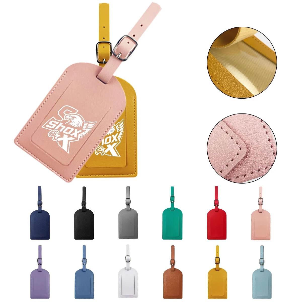 MOQ 20 Premium PU Leather Luggage Tag with Keychain 1