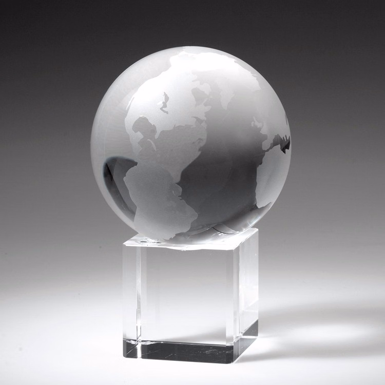 3 3/8" Crystal Globe on Cube Trophy Award