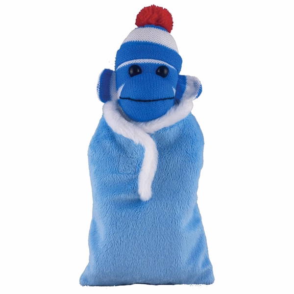 Blue Sock Monkey (Plush) in Baby Sleep Bag Stuffed Animal