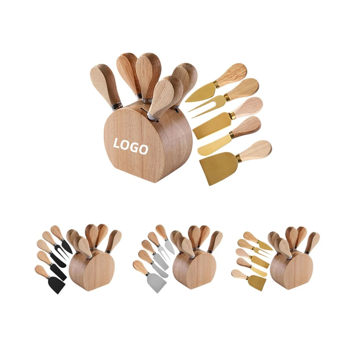 Natural Rubberwood 5-Piece Cheese Knife Set 1