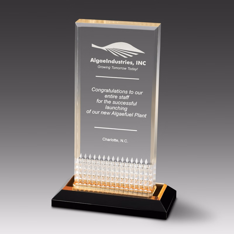 Beveled DiamondEdge Award w/Gold Reflective Bottom (5-1/8"x8-1/16"x2")