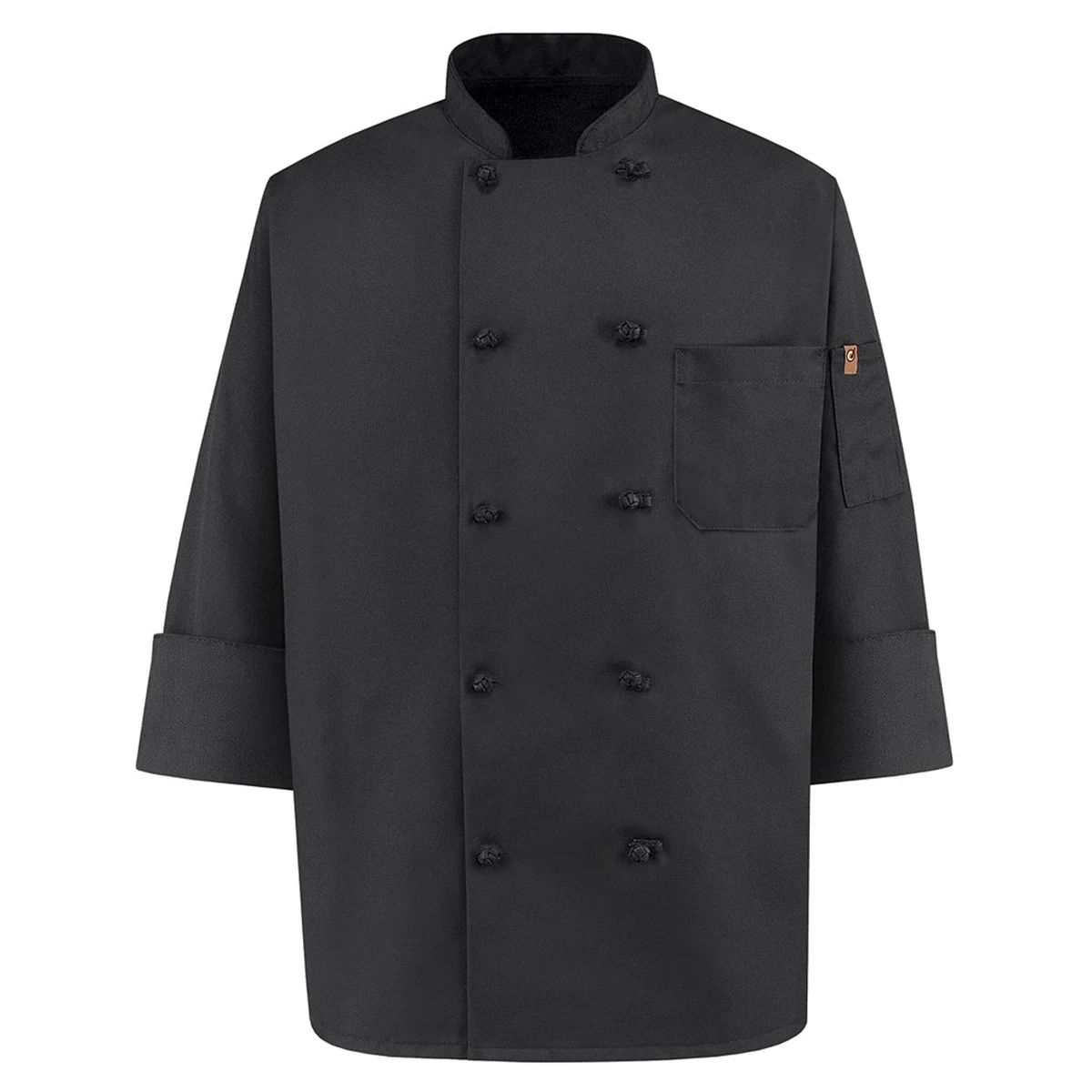 Black Knot Button Chef Coat - 0427 1