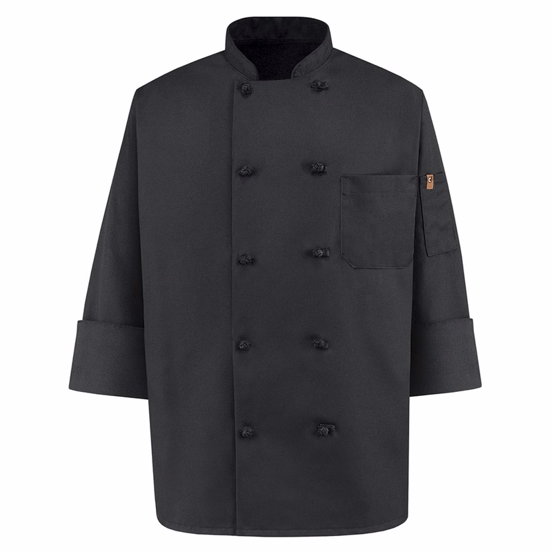Black Knot Button Chef Coat - 0427