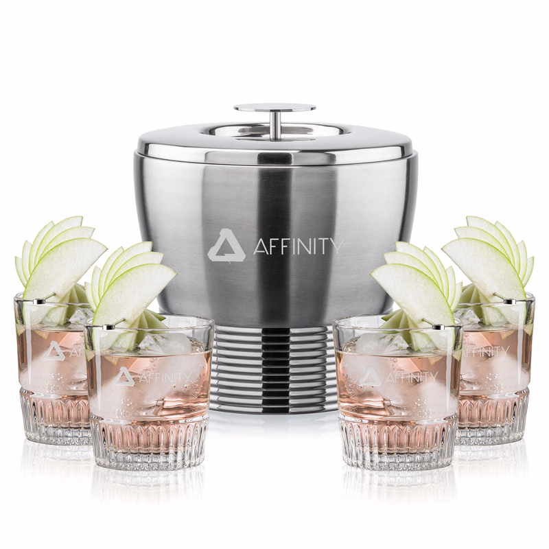 Genoa Ice Bucket & Newkirk On-the-Rocks Set