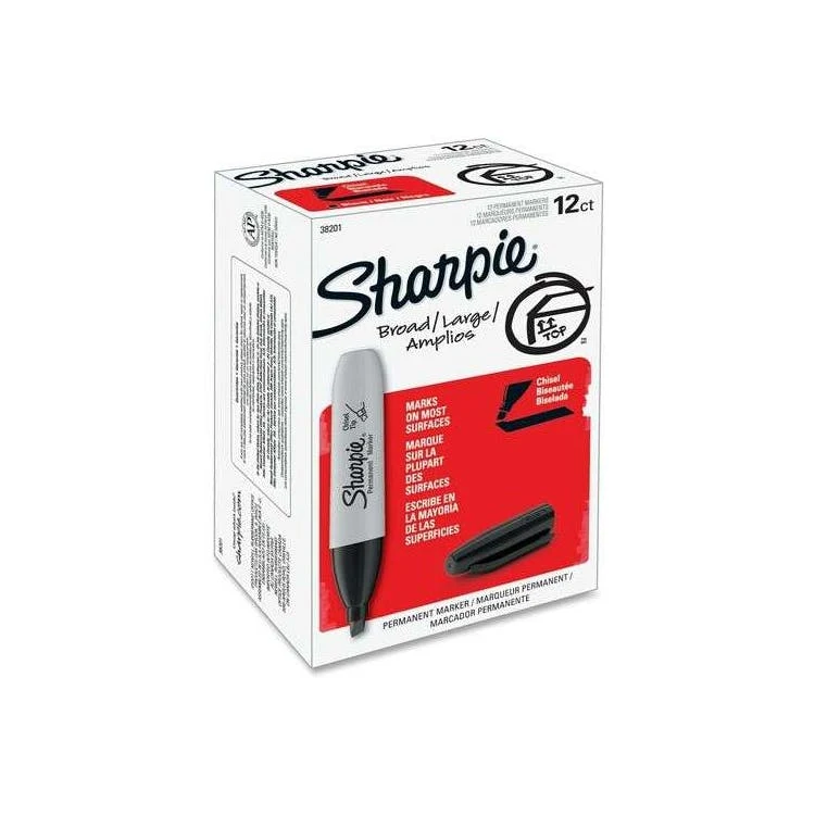 Permanent Markers - Black Large 12 Pack 1