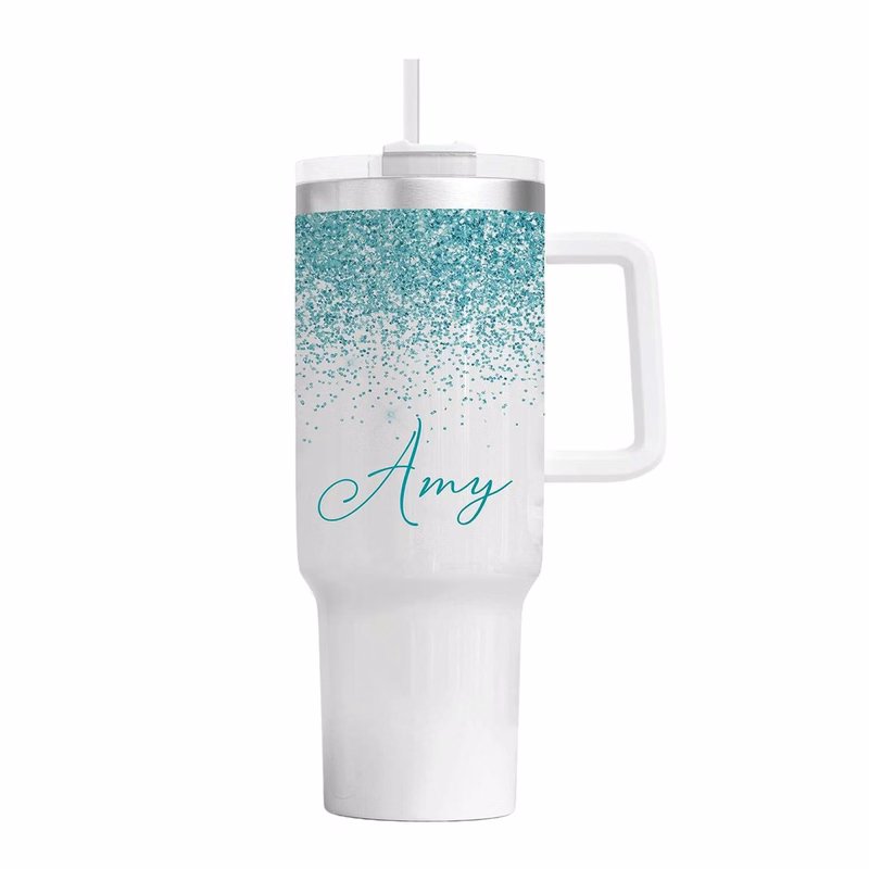 40oz Custom Stainless Steel Travel Tumbler w/ Straw