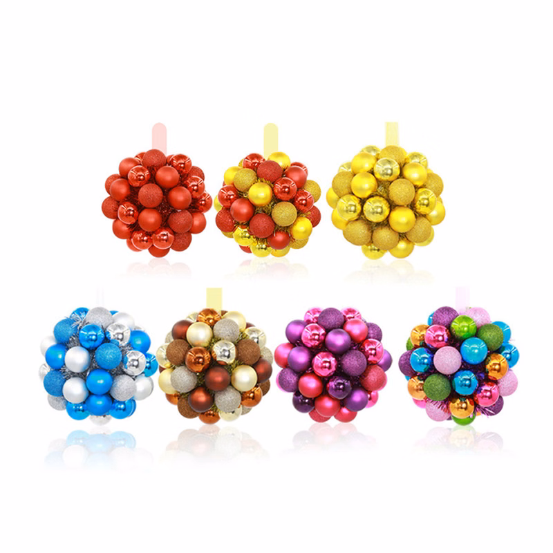Christmas Tree 18pcs 4cm Colorful Silk Ball Bunch