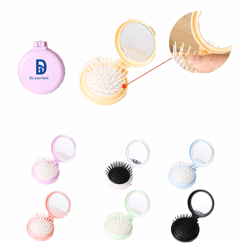 Mirror-Equipped Round Pocket Comb