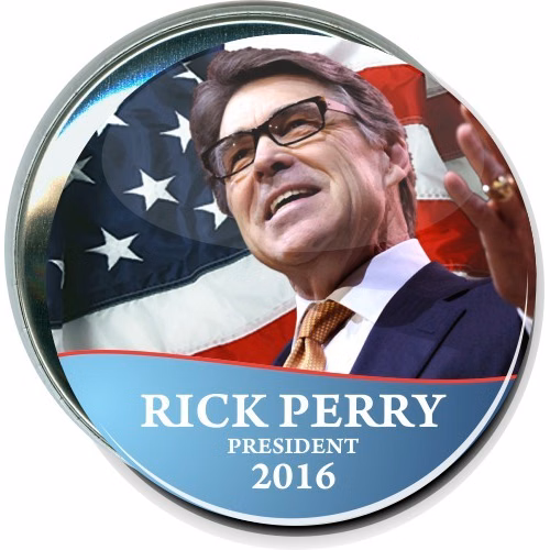 Rick Perry President 2016, American Flag, Political Button