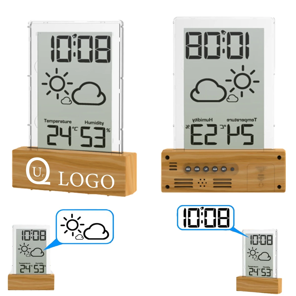 Wood-Like Base Alarm Clock 1