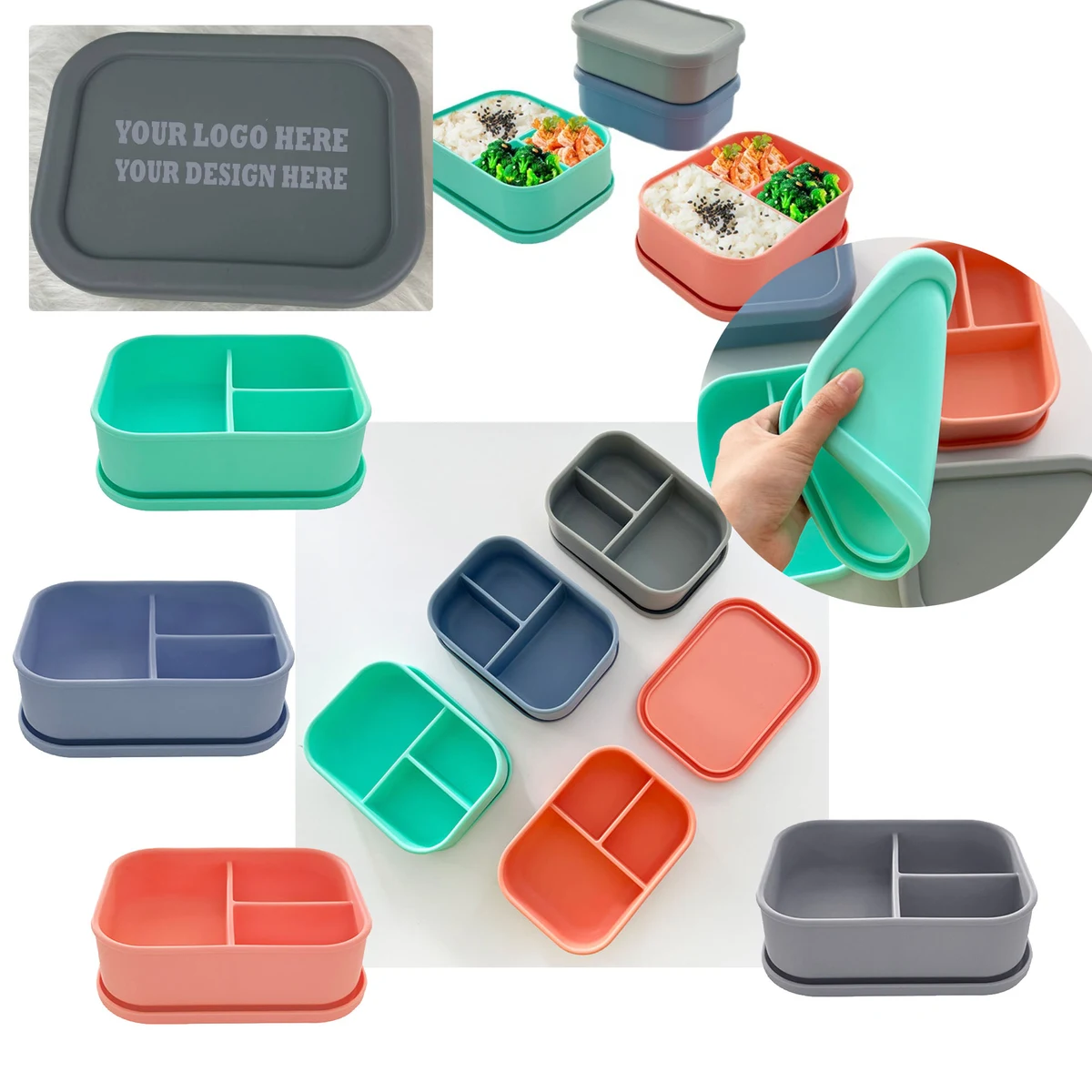 MOQ50 Food-Grade Silicone Lunch Box 1