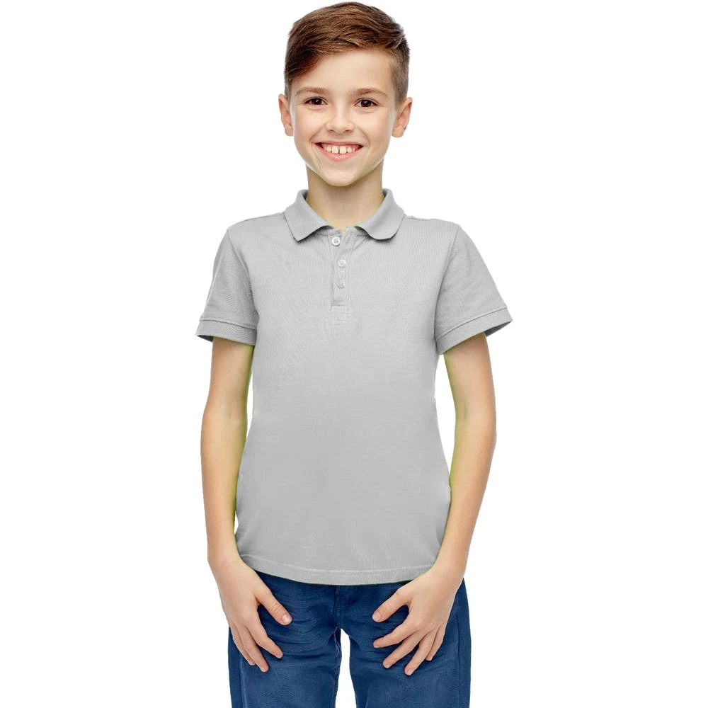 Boys' Uniform Polo Shirts - Heather Gray Short Sleeve Size 18 1