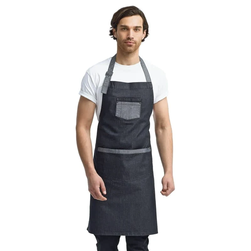 Artisan Collection By Reprime Unisex Domain Contrast Denim Bib Apron 1