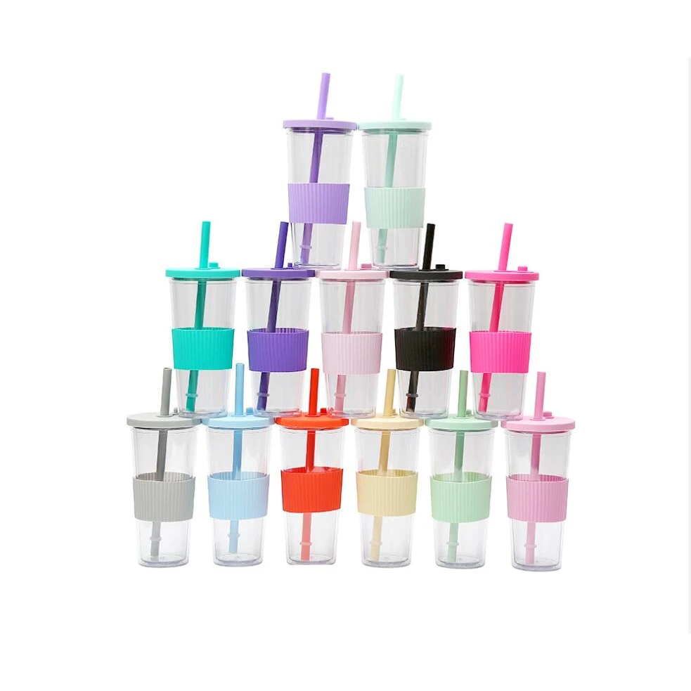 24oz Plastic Cups with Straw 1