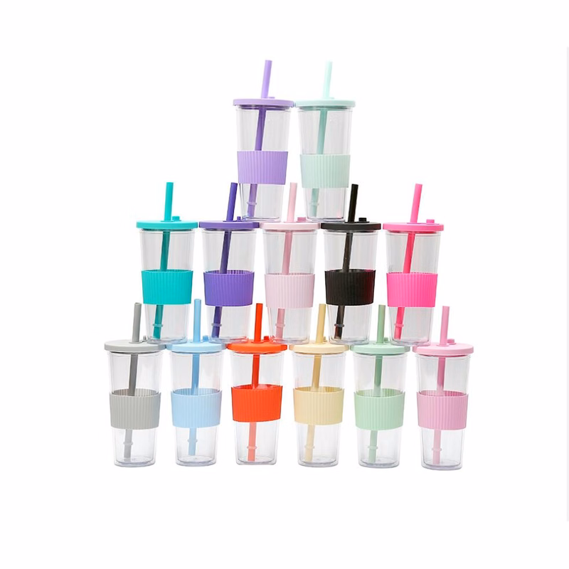24oz Plastic Cups with Straw