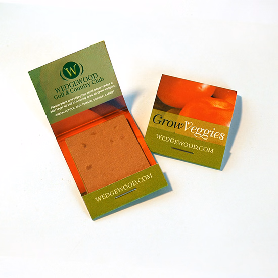 Small Veggie Seed Paper Matchbook, Double-Sided