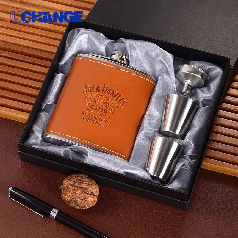 Custom Stainless Steel Hip Flask Gift Box Set (7oz) 1