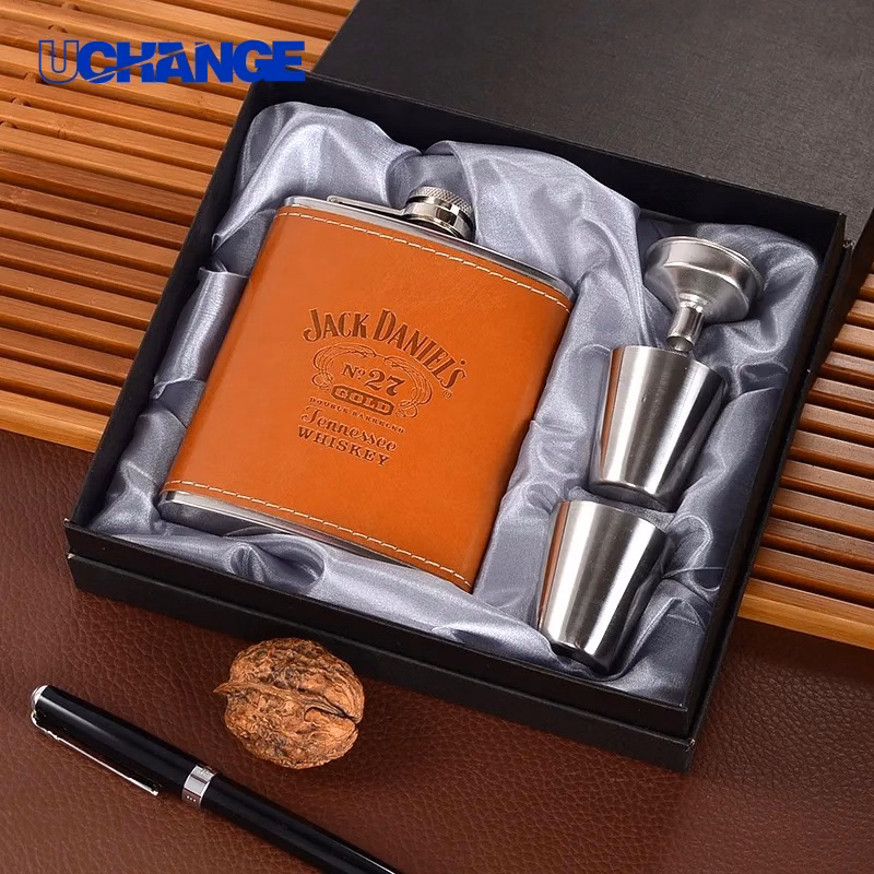 Custom Stainless Steel Hip Flask Gift Box Set (7oz)
