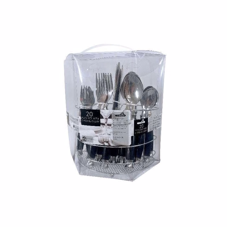 Stainless Steel Flatware Sets with Caddy - 20 Pc.