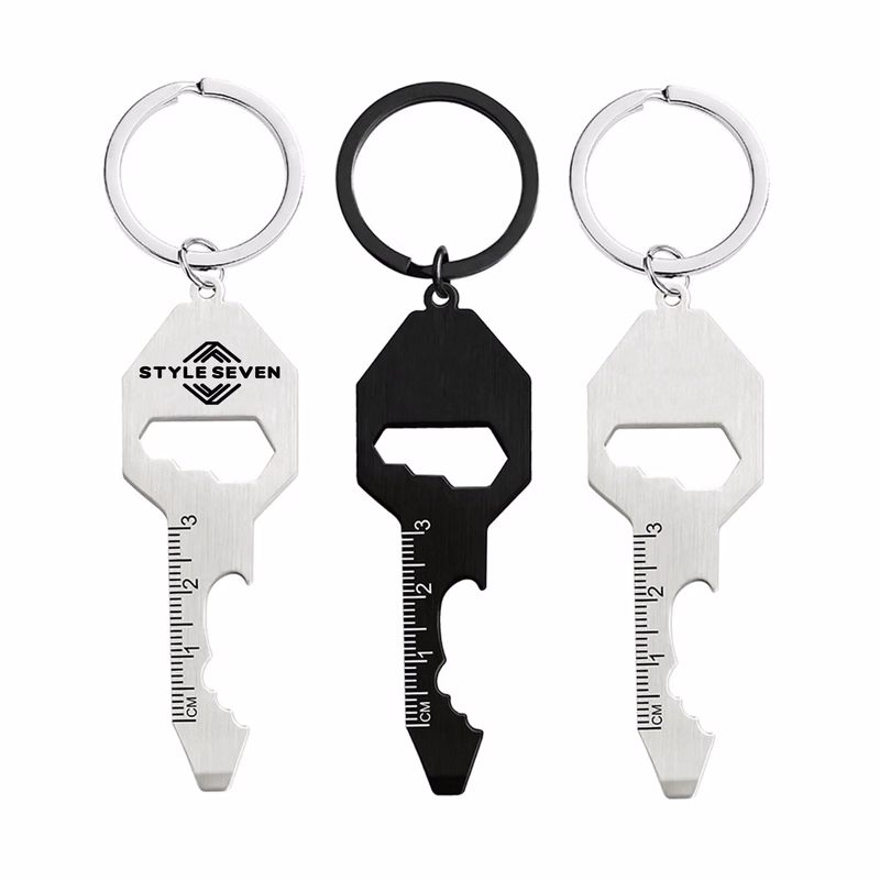 Stainless steel keychain with bottle opener