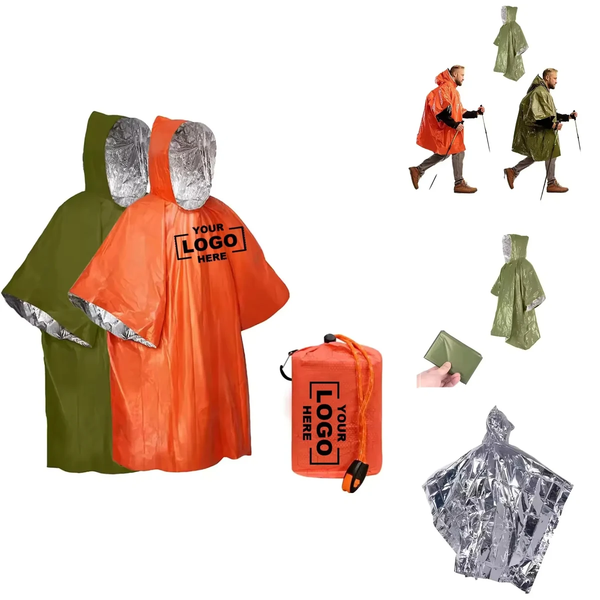 Emergency Survival Thermal Poncho with Waterproof Windproof 1
