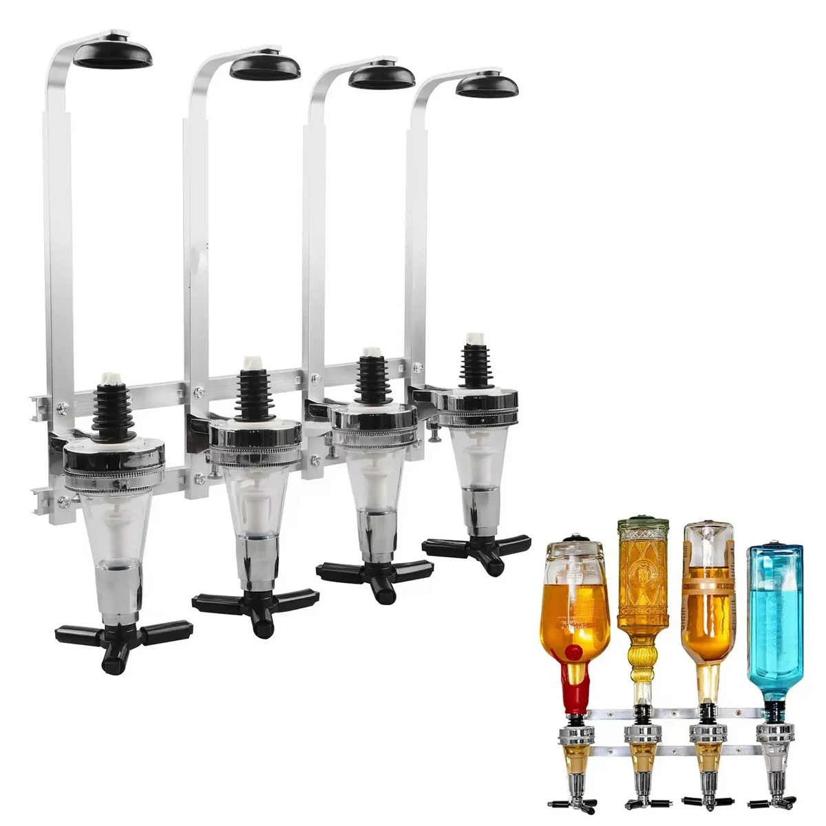 Wall Mounted Liquor Dispenser Aluminum Bracket 1-4 Bottles 1