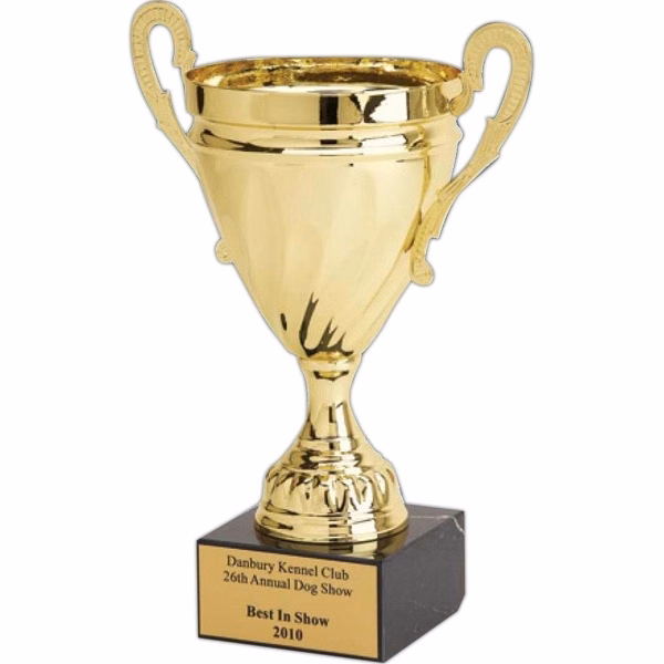 10.5" Metal Loving Cup On Solid Marble Base