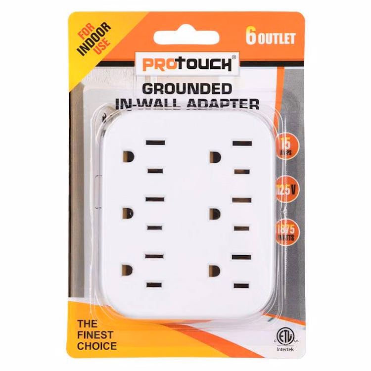 Six Outlet Wall Adaptor - White