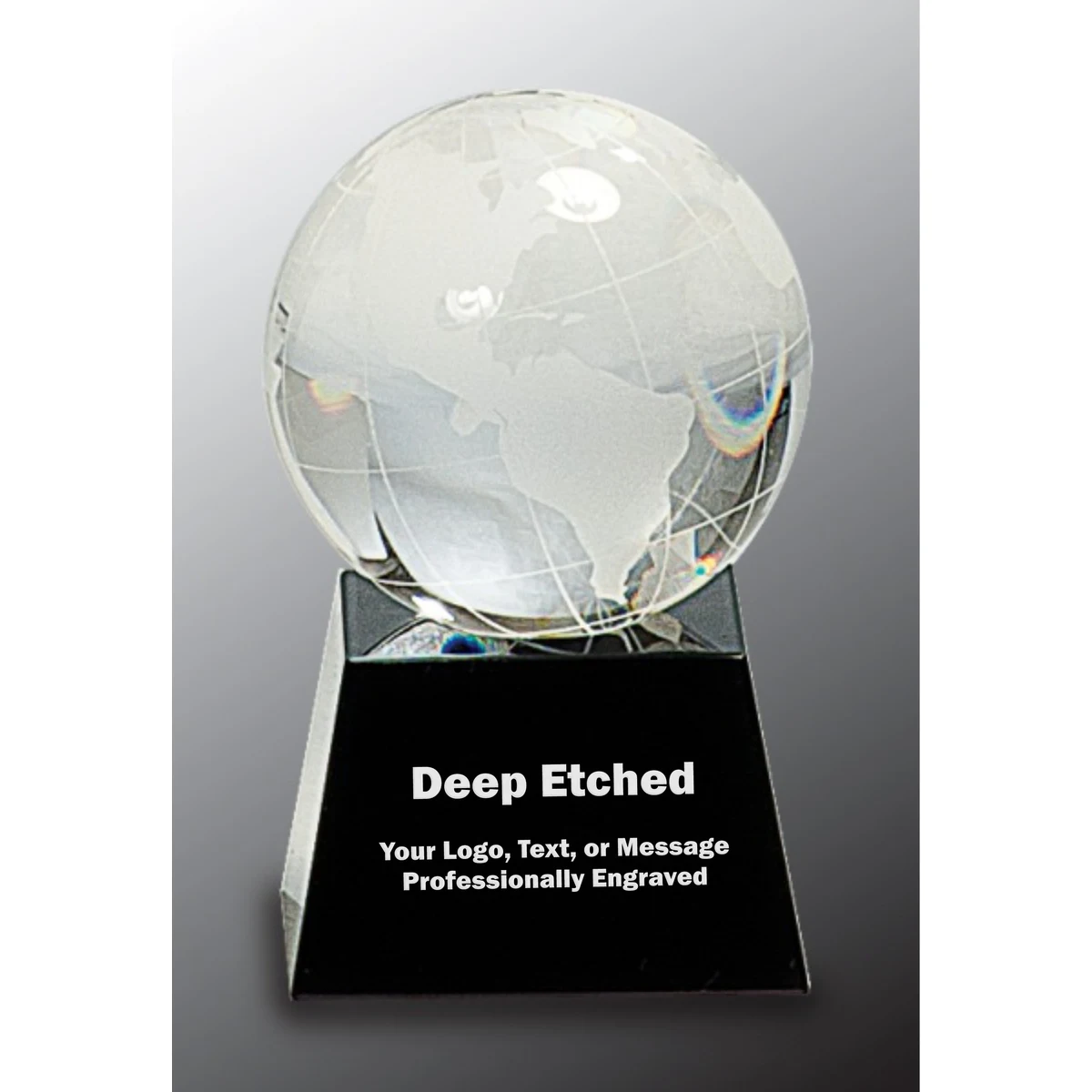 3" Crystal Globe on Black Base Crystal Award 1