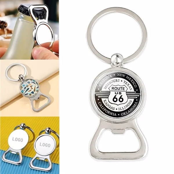 Custom Metal Round Bottle Opener Keychain — Versatile Utility Key Ring Accessory