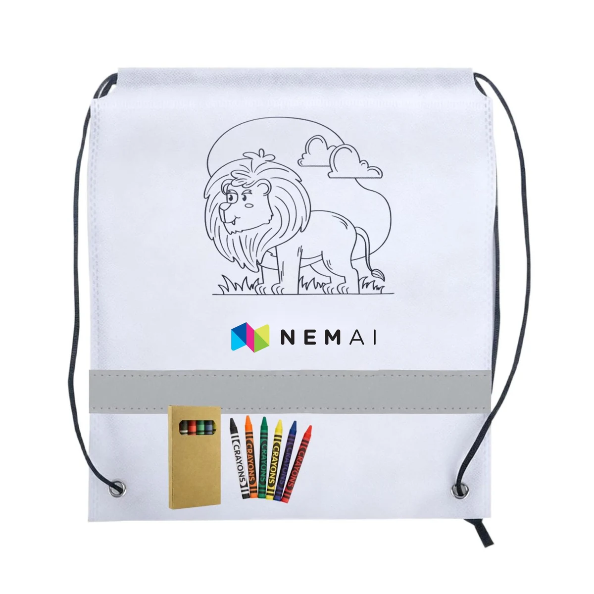 Non-woven Coloring Drawstring Bag with Crayon 1