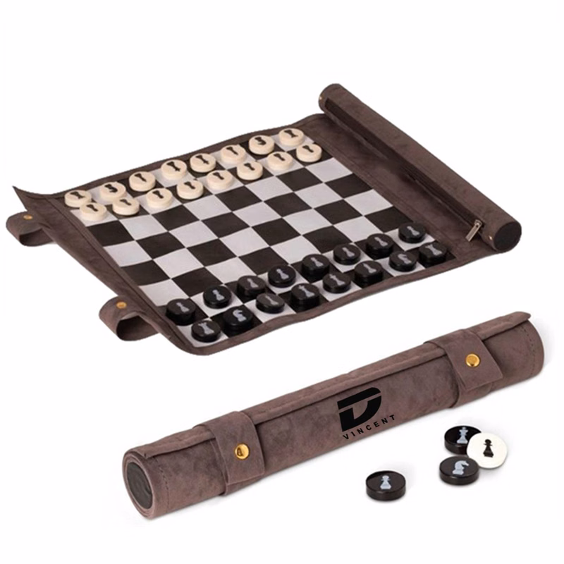 PU Leather Roll Up Chess Travel Set