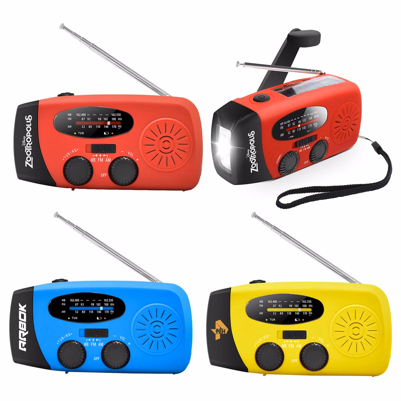 ResQ Emergency Radio – AM/FM/NOAA with LED Flashlight, 1000mAh Power Bank, Solar & Hand Crank