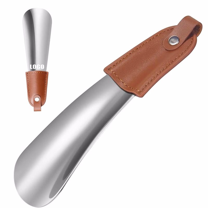 Stainless Steel Shoe Horn With Leather Cover
