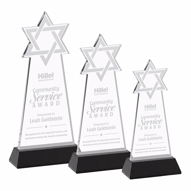 Star of David Award on Hartford Base - Black