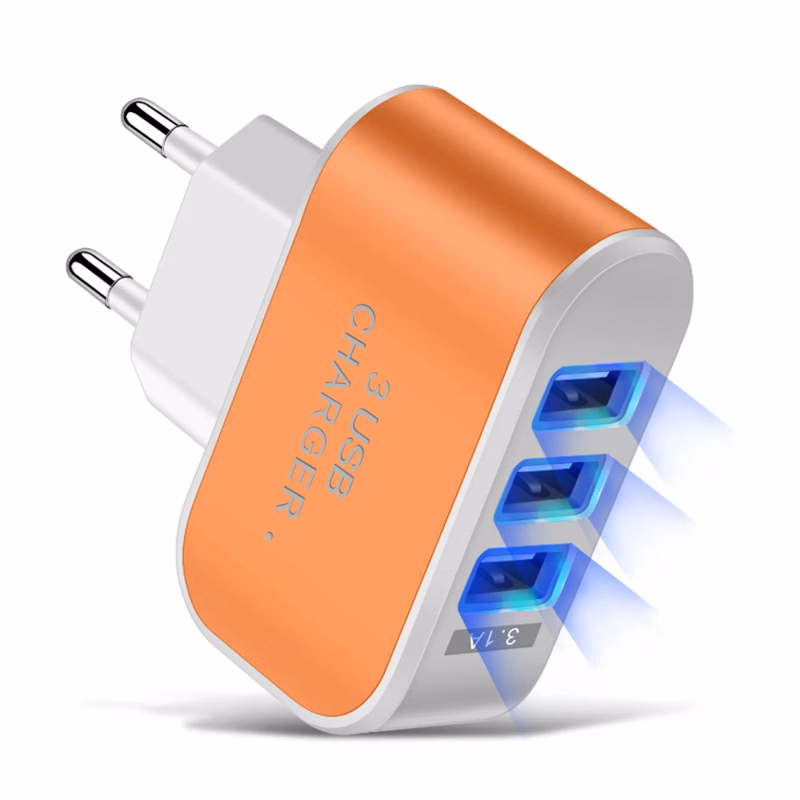 3 Hole USB LED Hotel Charger Plug