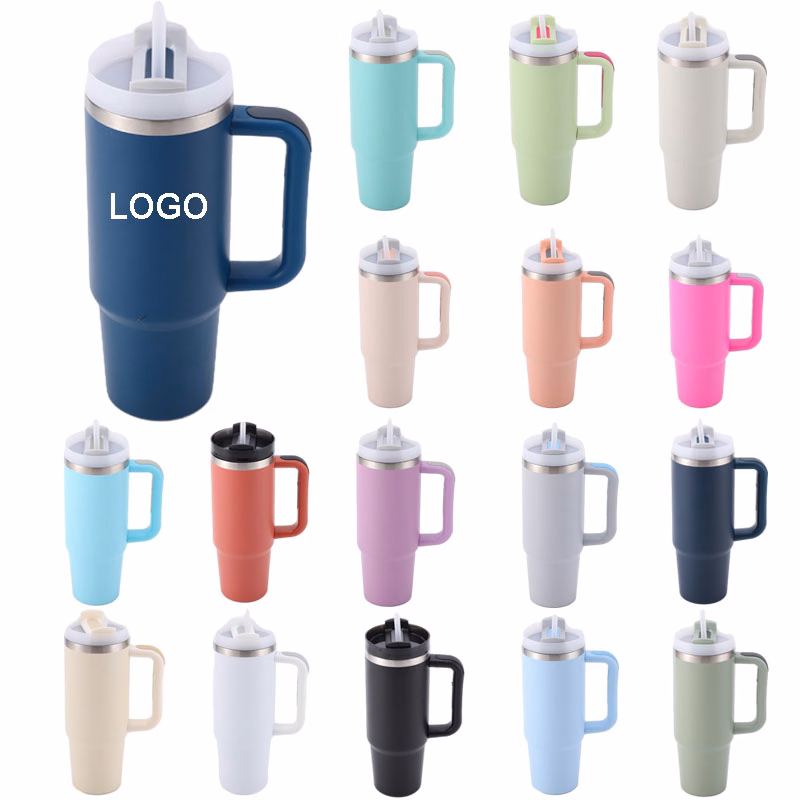 30 oz Vacuum Stainless Steel Tumbler W/ Handle & Straw