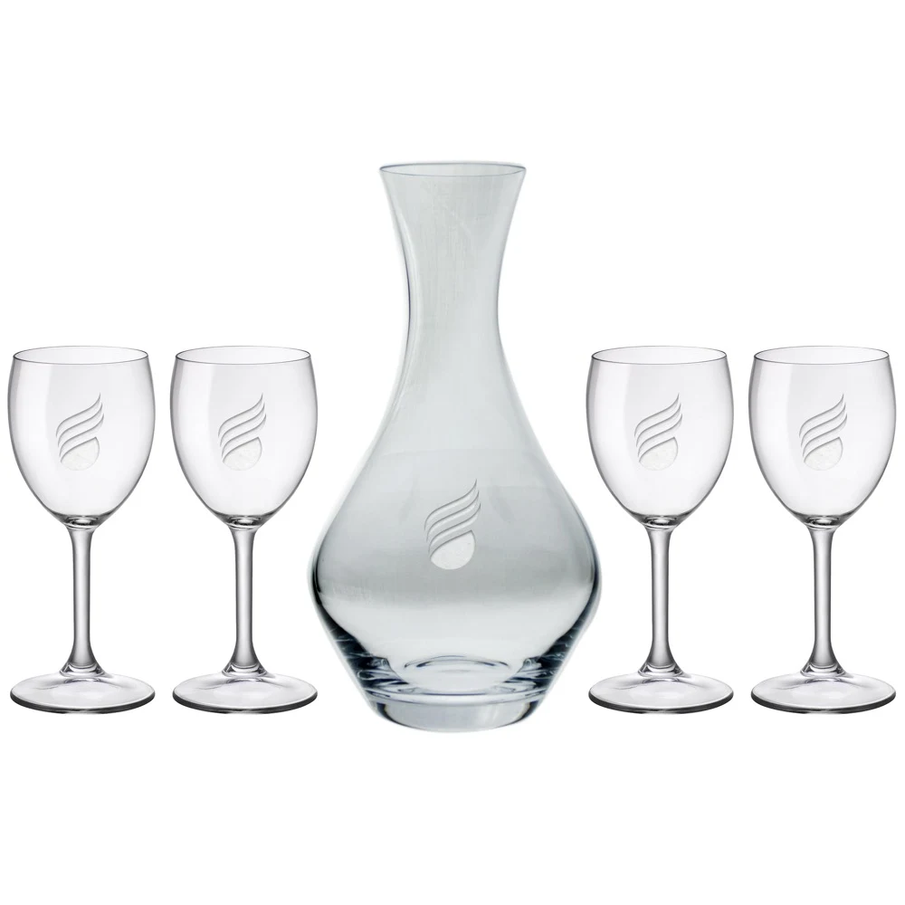 Vino Grande Carafe (40 oz.) with Set of Four (8.5 oz) Park Avenue Wine Glasses (5 Piece Set) 1