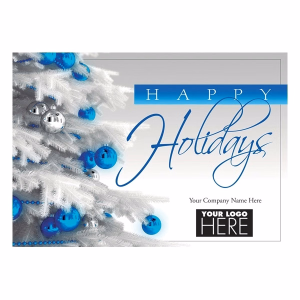 Shiny & Blue Christmas Logo Cards