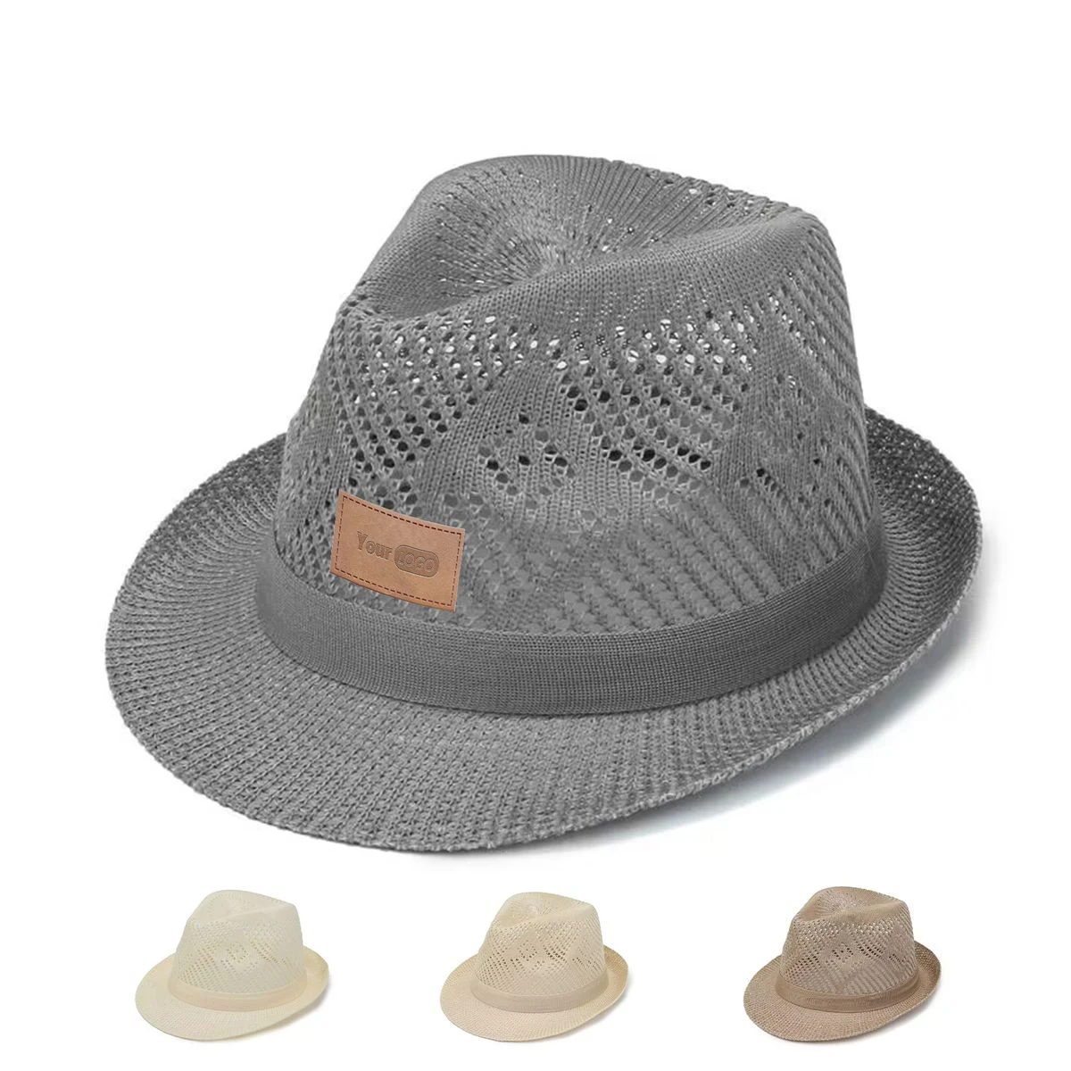 Polyester Solid jacquard breathable sun hat 1