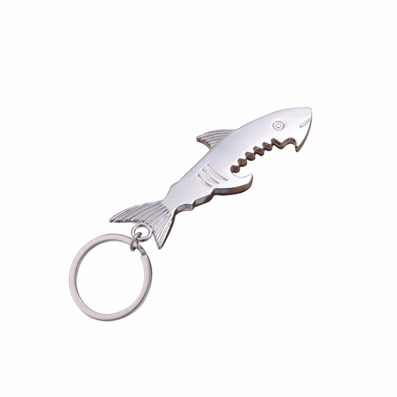 Shark-shaped corkscrew keychain