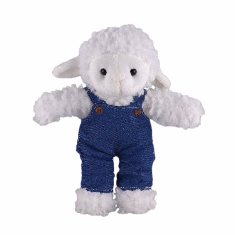 Soft Plush Stuffed Sheep in denim overall.