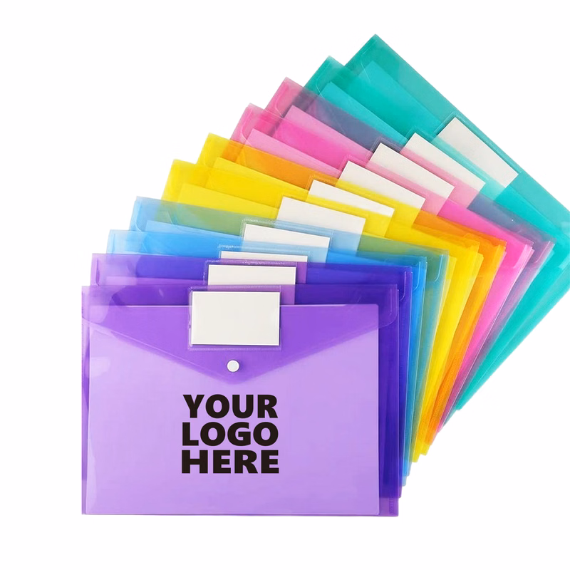 MOQ50 Plastic Snap Button File Bag for Organizing Papers